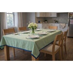 Room Essentials tablecloth rectangular - Green - Blue Trim - Cotton